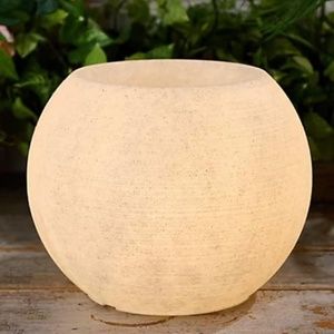 New 10" Gray Illuminated Round Planter Scott Living LED Remote Timer Plant Pot